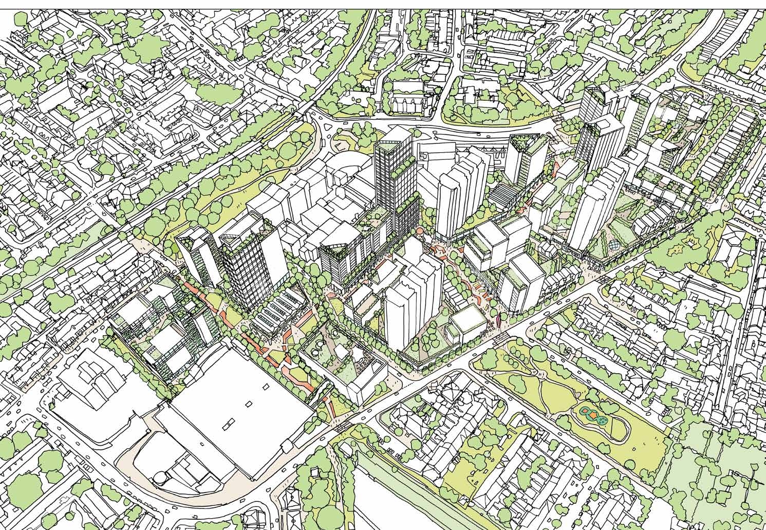 Equinox Founding Partner Noémi was leading the Environmental and MEP team developing the energy & sustainability strategy as well as the MEP concept for the 245,000m2 residential, office & retail masterplan in North London.